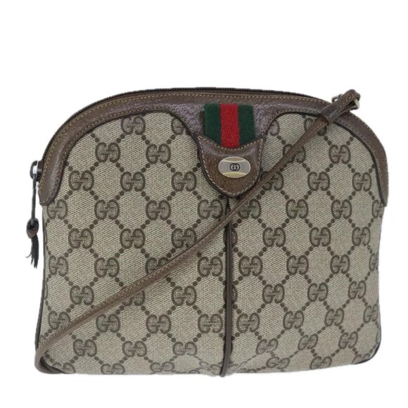 GUCCI GG Supreme Web Sherry Line Shoulder Bag PVC Beige 904 02 047 Auth 103635 - Picture 1 of 16